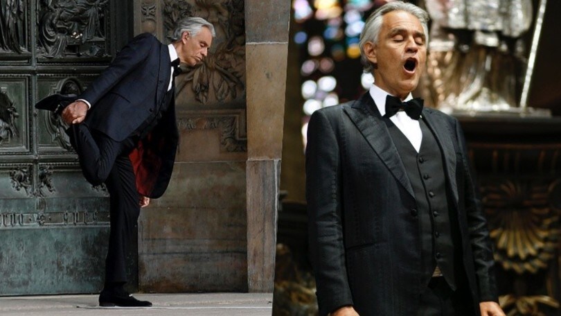Bocelli canta al Duomo, ma prima... fa stretching!