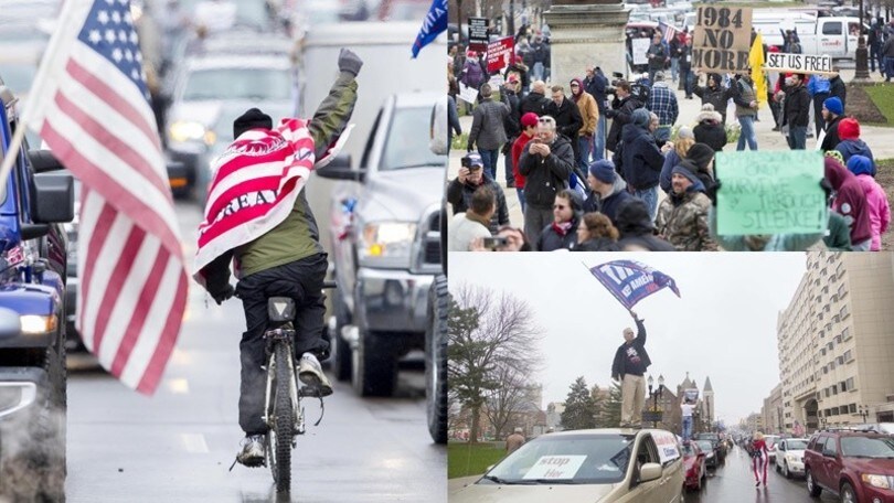 Coronavirus, manifestazione anti-lockdown in Michigan
