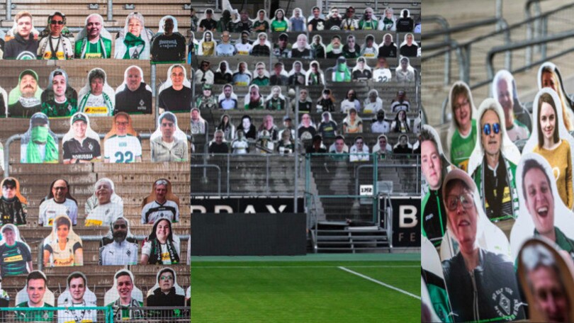 Borussia Moenchengladbach, le foto dei tifosi installate nello stadio