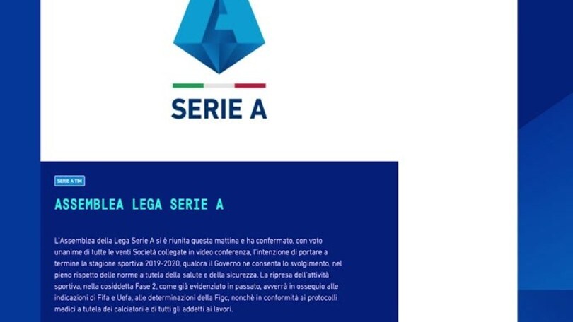 Lega Serie A pronta per la ripresa del campionato