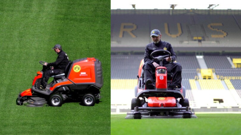 Il Borussia Dortmund prepara il terreno di gioco del Signal Iduna Park