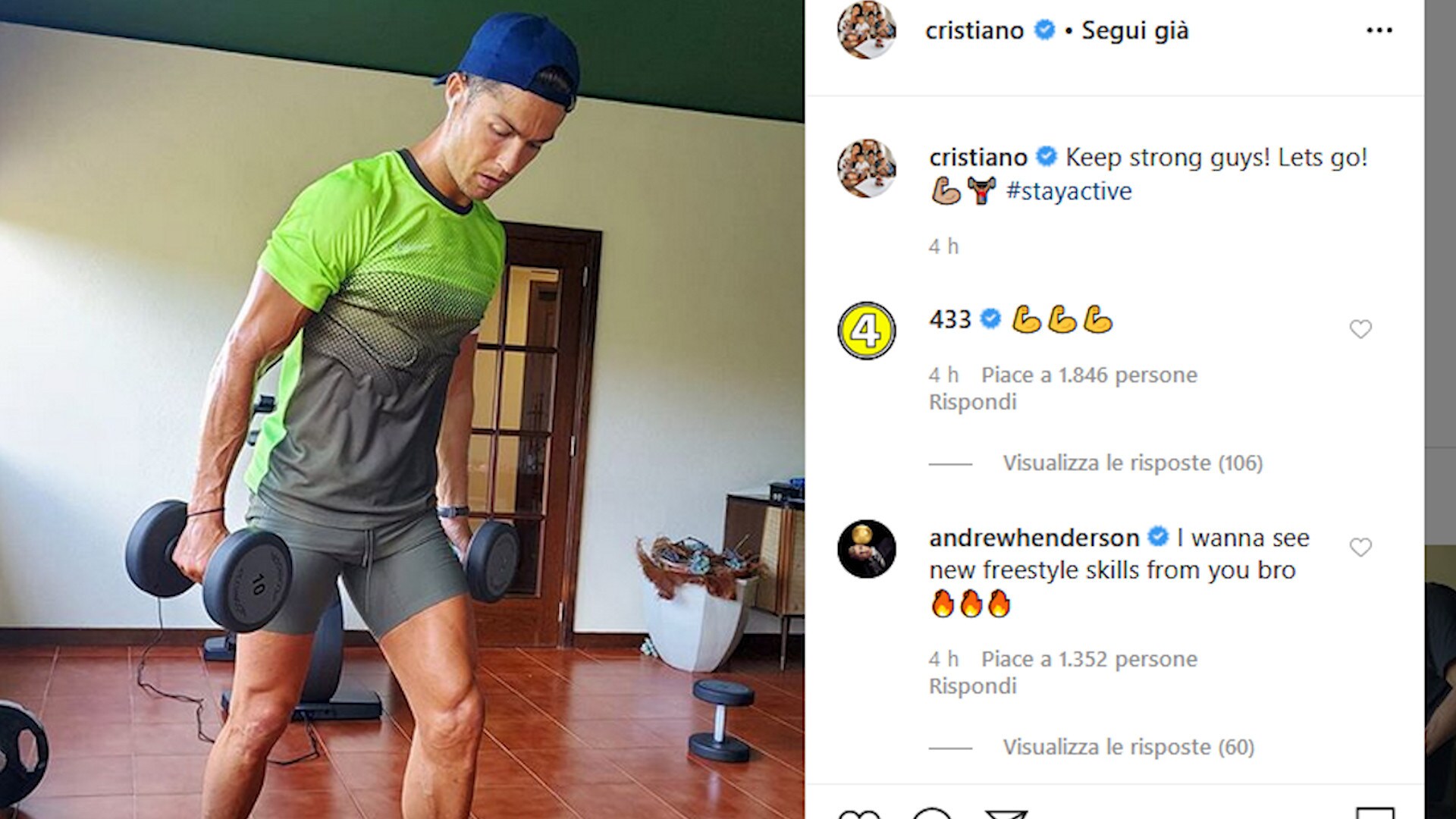 Juve, CR7 è al lavoro in Portogallo
