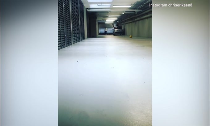 Eriksen, allenamento in garage col figlio