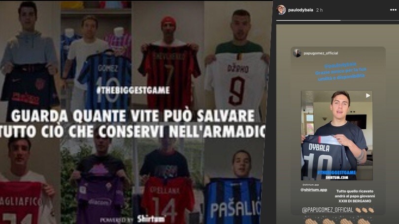 Coronavirus, Gomez chiama e Dybala risponde: all'asta la maglia indossata con l'Inter