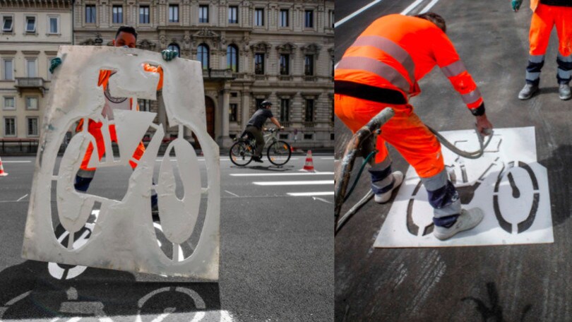 Coronavirus, lavori a Milano per la nuova pista ciclabile