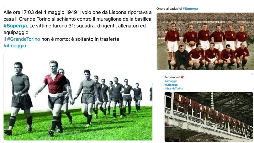 Tragedia di Superga: il ricordo dei tifosi a 71 anni di distanza