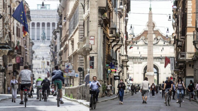 Coronavirus, a Roma si ripopola Via del Corso