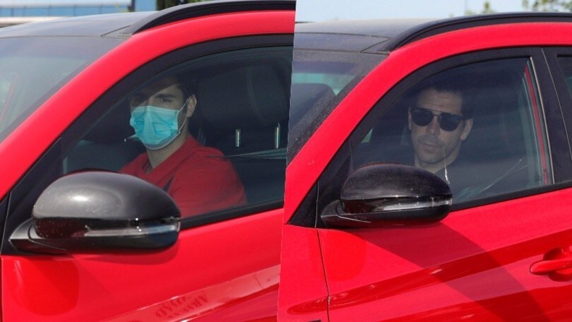 Morata e Simeone arrivano al campo dell'Atletico Madrid