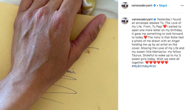 Kobe Bryant, lettera alla moglie Vanessa: "Dal Tu Papi"