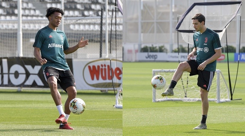 La Juve corre verso la ripresa: De Sciglio e Cuadrado scatenati in allenamento
