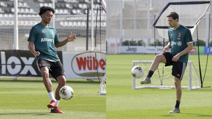 La Juve corre verso la ripresa: De Sciglio e Cuadrado scatenati in allenamento