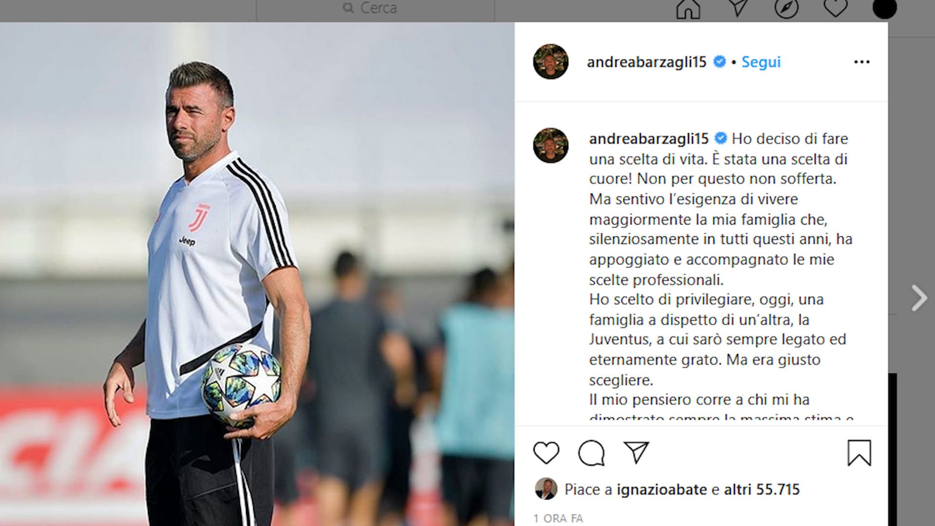 Addio a sorpresa in casa Juve: lascia Barzagli