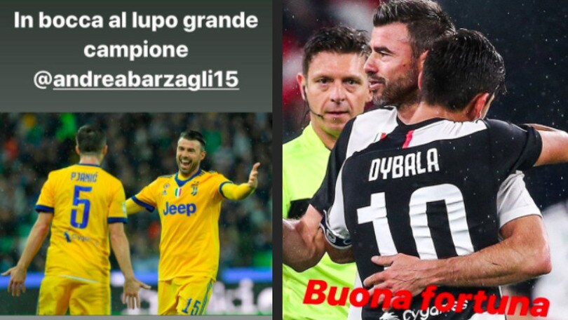 Da Dybala a Pjanic, i saluti social a Barzagli: "Buona fortuna campione"