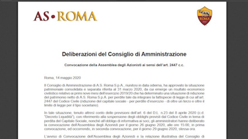 Roma, il bilancio "piange"