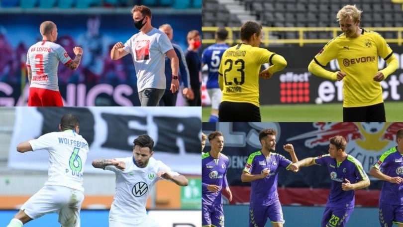 La Bundesliga senza abbracci: si esulta con i gomiti e i pugni