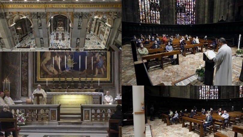 Coronavirus, Fase 2 a Milano e Roma: la prima messa in Duomo e a San Pietro