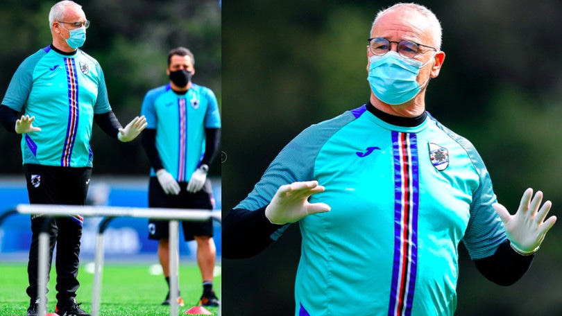 Sampdoria, Ranieri guida l'allenamento con guanti e mascherina