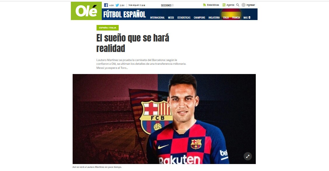 Mercato: Lautaro Martinez "indossa" i colori del Barca