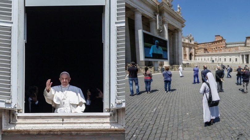 L'Angelus del Papa a San Pietro: i fedeli in piazza a distanza di sicurezza