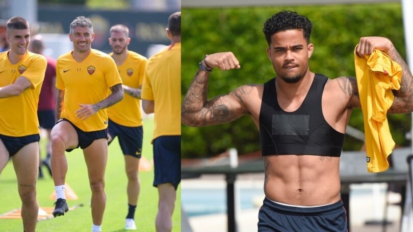 Roma, primo allenamento collettivo: Kluivert mostra i muscoli
