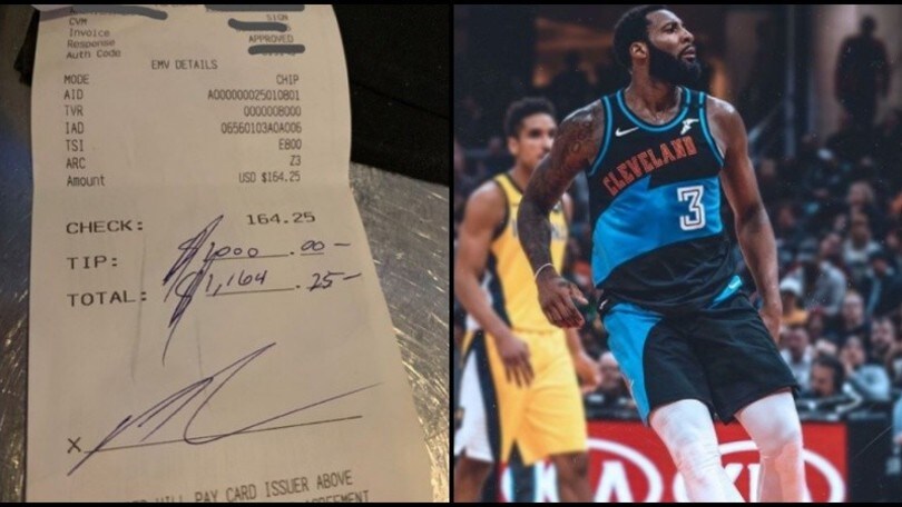 Nba, Drummond e la mancia da capogiro: mille dollari su un conto di 160