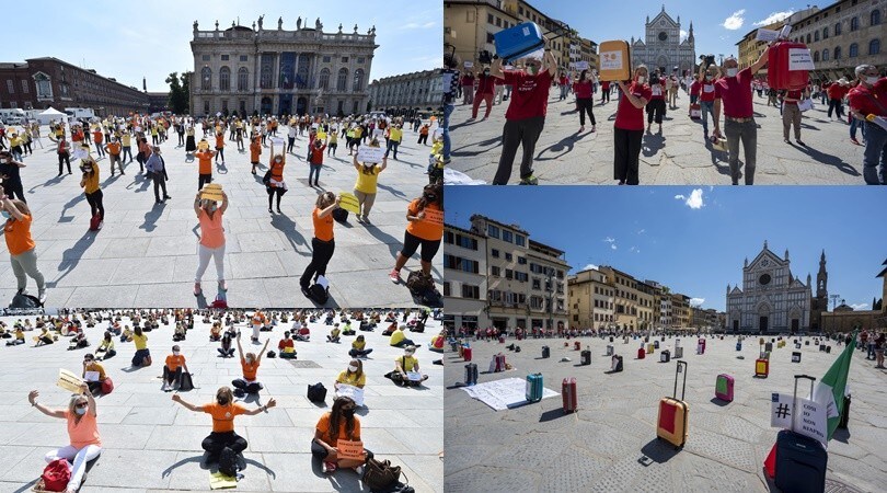 Coronavirus, il flash mob delle agenzie di viaggio impazza da Torino a Firenze