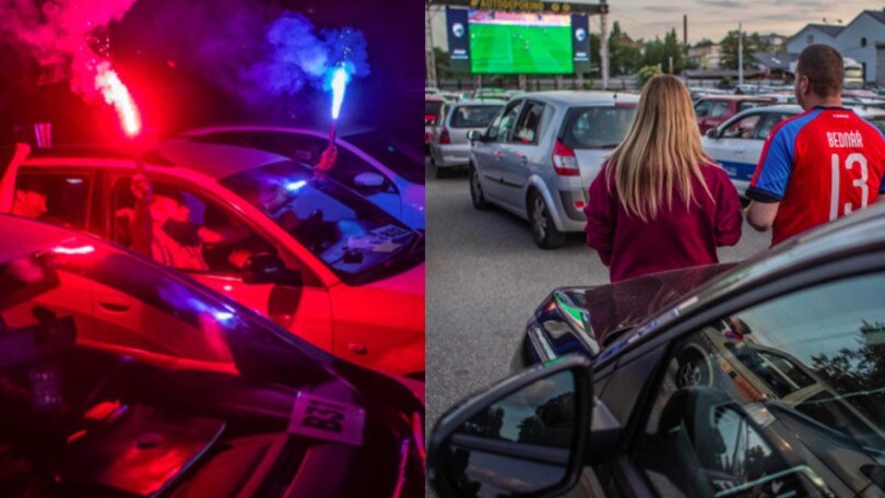 Repubblica Ceca, il drive in si trasforma in curva da stadio