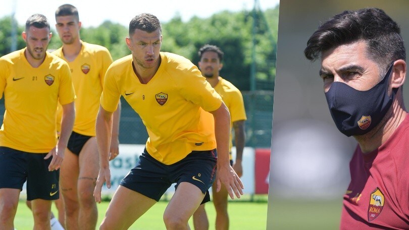 Roma: Dzeko scalpita, Fonseca lo osserva in mascherina