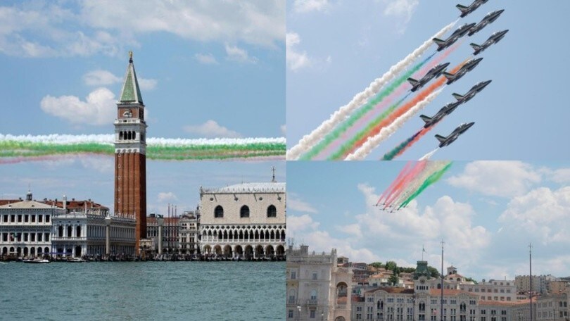 Le Frecce Tricolori colorano il cielo su Venezia e Trieste