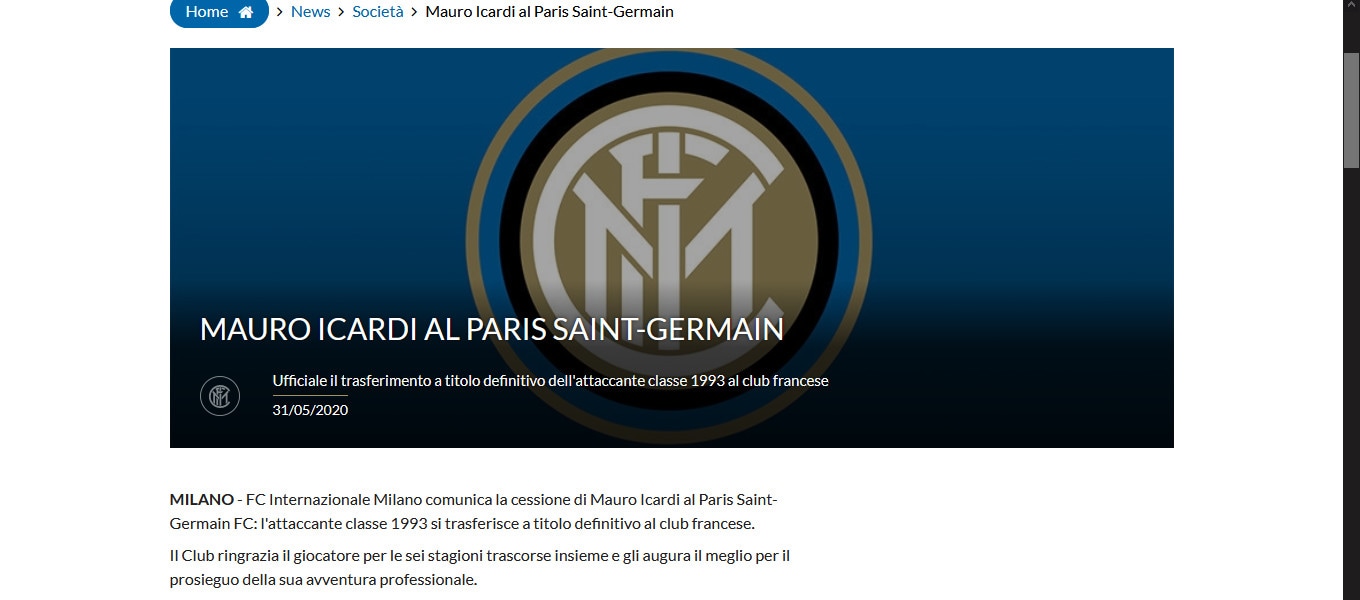Psg, ufficiale l'arrivo di Mauro Icardi