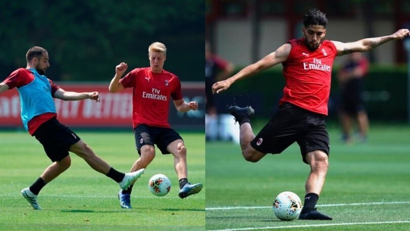 Milan, partitella e tiri in porta con la mente a Juve e Roma