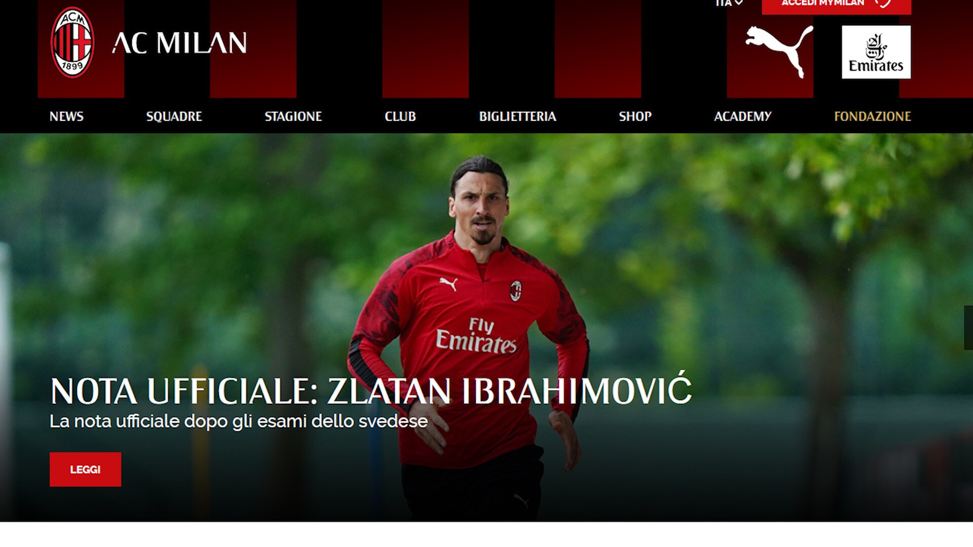 Milan, Ibra migliora: tra 10 giorni un nuovo controllo