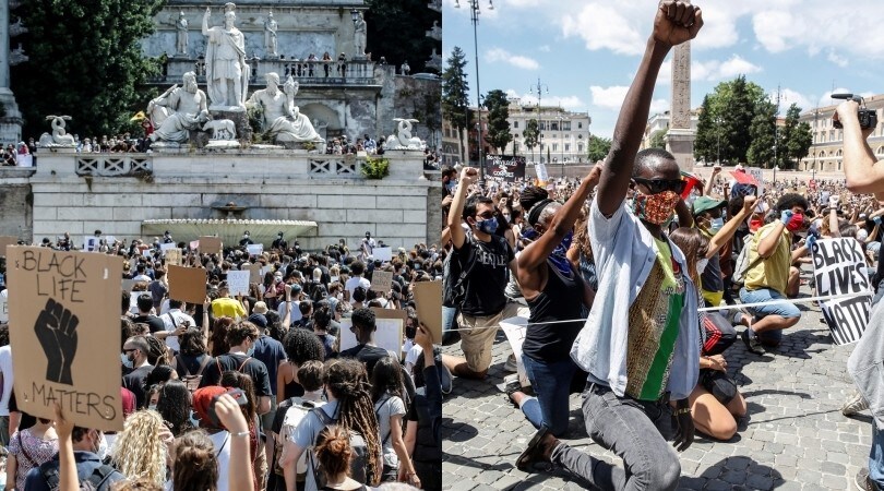 Manifestazione a Roma per George Floyd, tanti giovani a piazza del Popolo
