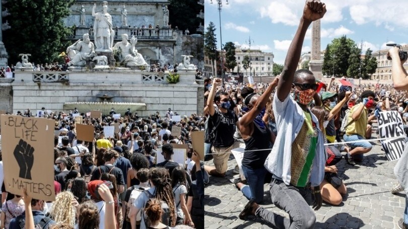 Manifestazione a Roma per George Floyd, tanti giovani a piazza del Popolo