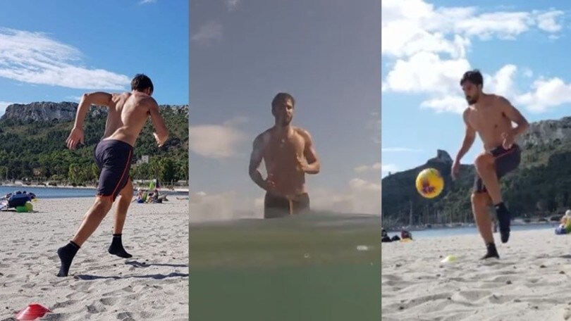 Cagliari, Pavoletti continua la riabilitazione con un allenamento in spiaggia
