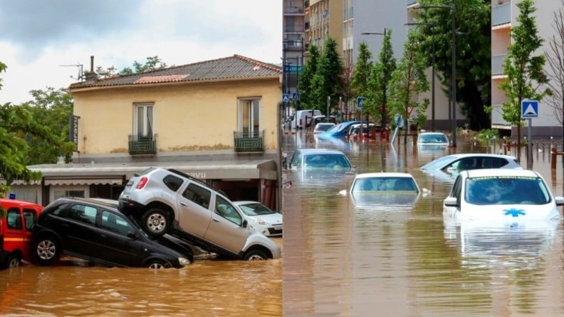 Ajaccio colpita dal maltempo: l'acqua travolge le automobili in strada