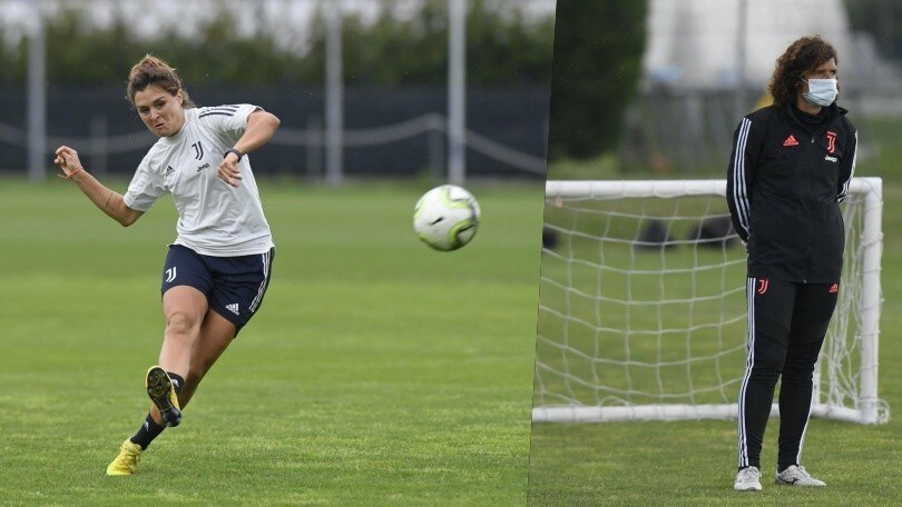Juve femminile: Girelli scalda il destro, Guarino osserva in mascherina