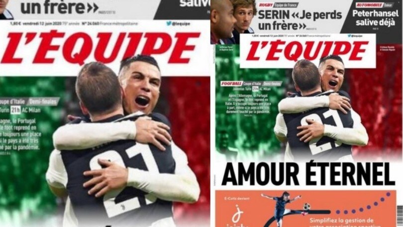 Francia, L'Equipe omaggia l'Italia: "Amore eterno"