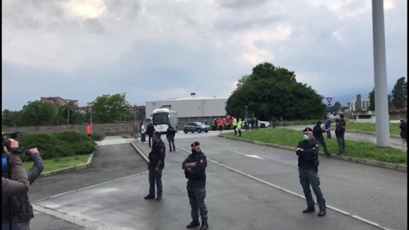 Juventus, l'arrivo del pullman allo "Stadium"