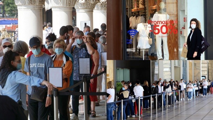 Fase 3, saldi a Milano: lunghe code nei negozi di abbigliamento
