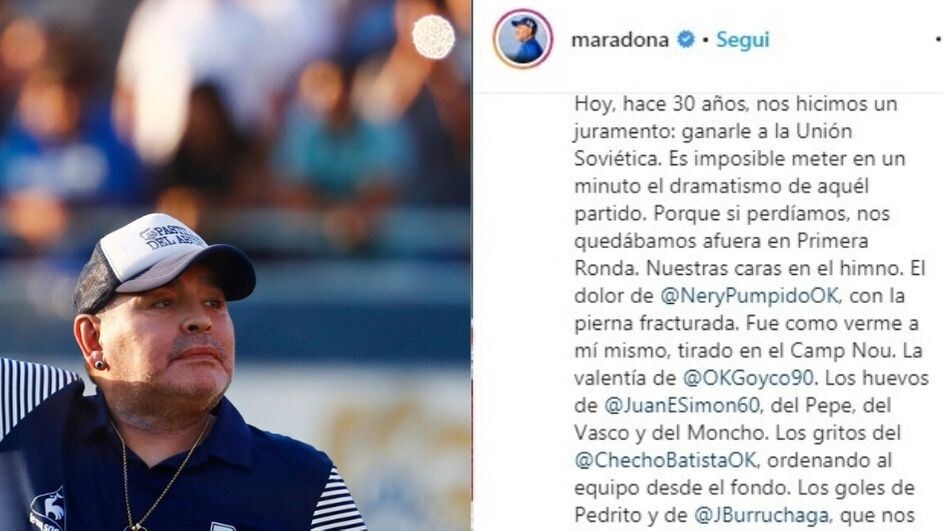 Maradona e il ricordo di Italia '90: "Che bello il sostegno dei napoletani"