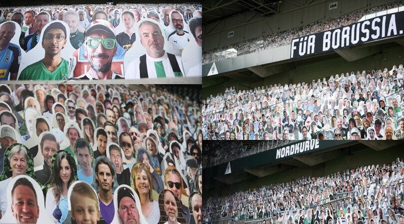 Borussia M., le sagome dei tifosi colorano lo stadio
