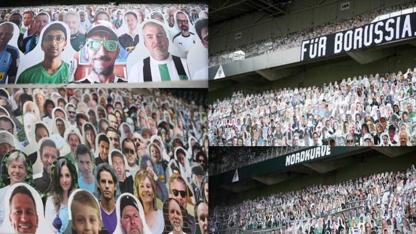 Borussia M., le sagome dei tifosi colorano lo stadio