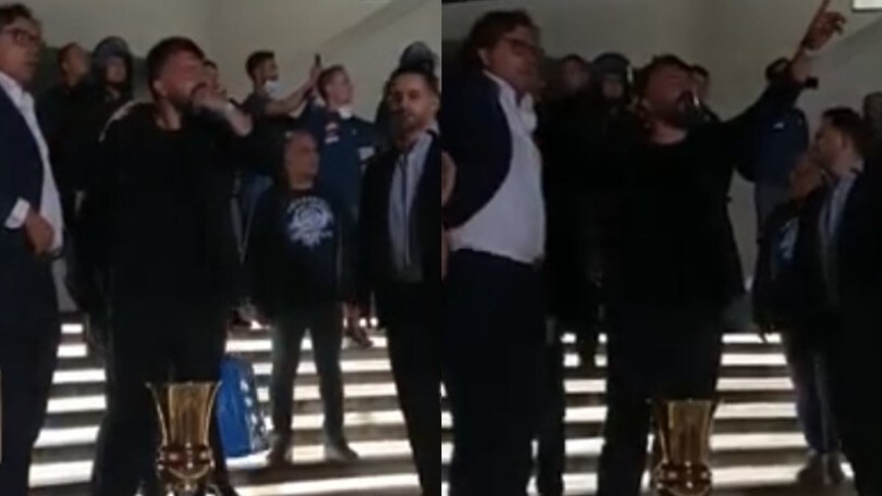 Napoli, Gattuso show con i tifosi: “Cantatemi ‘Un giorno all’improvviso’”