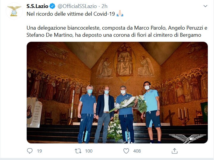 Coronavirus, la Lazio rende omaggio alle vittime di Bergamo