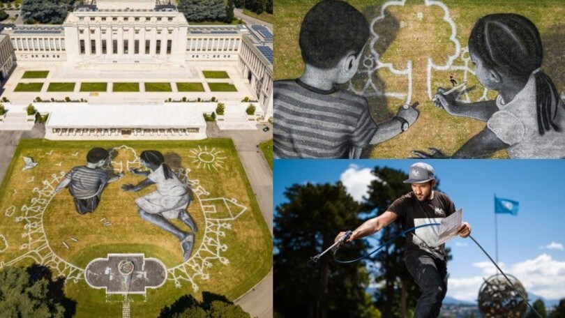 L'opera d'arte "World in Progress" di Saype è pazzesca