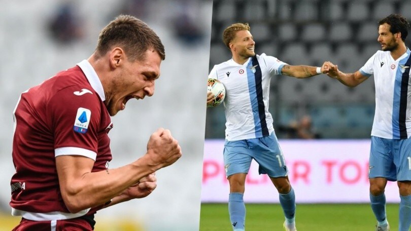 Belotti non basta al Torino: la Lazio in scia della Juve con Immobile e Parolo