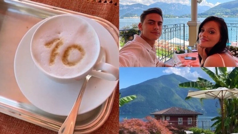 Dybala, relax sul lago di Como con Oriana e il cappuccino... personalizzato!