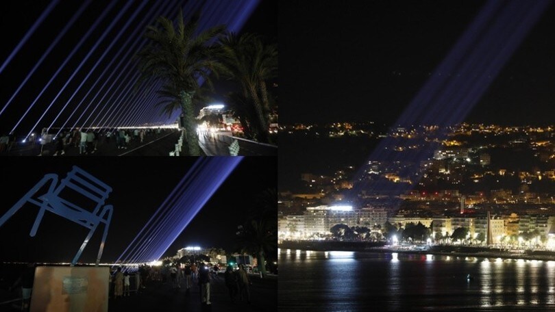 Nizza s'illumina per ricordare le 86 vittime dell'attentato del 2016