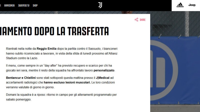 Juve, nessuna lesione muscolare per Chiellini e Bentacur